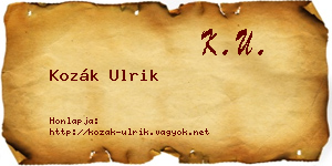 Kozák Ulrik névjegykártya